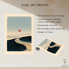 Minimalist Ski Poster – Japanese Red Sun Snow Wall Art — fine art print unframed quality details