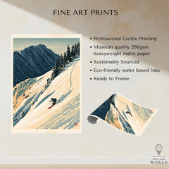 Powder Skiing Poster – Vintage Alpine Ski Wall Art — fine art print unframed quality details