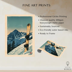 Vintage Snowboard Poster – Alpine Mountain Wall Art — fine art print unframed quality details