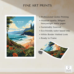 Kauai Print fine art print specifications: giclee printing on 200gsm museum quality matte paper, ready to frame