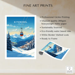Kitzbuhel Art Print fine art print specifications: giclee printing on 200gsm museum quality matte paper, ready to frame