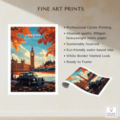 London Wall Art fine art print specifications: giclee printing on 200gsm museum quality matte paper, ready to frame