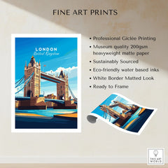 London Print England fine art print specifications: giclee printing on 200gsm museum quality matte paper, ready to frame