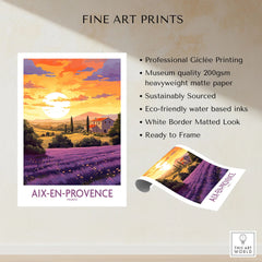 Aix-en-Provence Art Print fine art print specifications: giclee printing on 200gsm museum quality matte paper, ready to frame