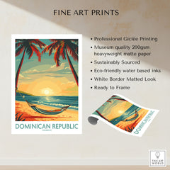 Dominican Republic Wall Art fine art print specifications: giclee printing on 200gsm museum quality matte paper, ready to frame