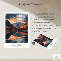Glencoe Wall Art Poster fine art print specifications: giclee printing on 200gsm museum quality matte paper, ready to frame