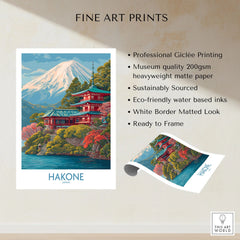 Hakone Japan Wall Art - Japan Travel Print fine art print specifications: giclee printing on 200gsm museum quality matte paper, ready to frame