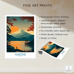 Hakone Japan Wall Art Lake Ashi Print - Japanese Spiritual Poster fine art print specifications: giclee printing on 200gsm museum quality matte paper, ready to frame
