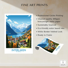 Interlaken Print fine art print specifications: giclee printing on 200gsm museum quality matte paper, ready to frame