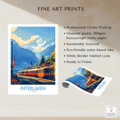 Interlaken Wall Art Print No. 2 fine art print specifications: giclee printing on 200gsm museum quality matte paper, ready to frame