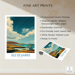Isle of Harris Poster Scotland Dramatic Sky Seascape - Scottish Island Travel Decor fine art print specifications: giclee printing on 200gsm museum quality matte paper, ready to frame