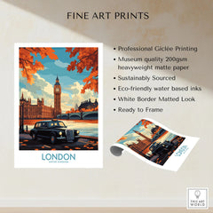 London Wall Art Print - Modern fine art print specifications: giclee printing on 200gsm museum quality matte paper, ready to frame