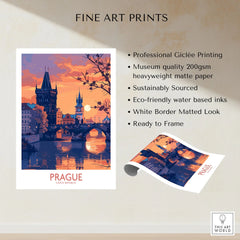 Prague Print fine art print specifications: giclee printing on 200gsm museum quality matte paper, ready to frame