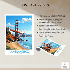 San Francisco Poster fine art print specifications: giclee printing on 200gsm museum quality matte paper, ready to frame