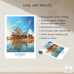 Sydney Print fine art print specifications: giclee printing on 200gsm museum quality matte paper, ready to frame