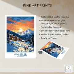 Whistler Print fine art print specifications: giclee printing on 200gsm museum quality matte paper, ready to frame
