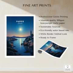 Paros Greece Print fine art print specifications: giclee printing on 200gsm museum quality matte paper, ready to frame