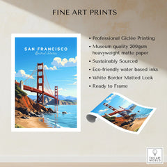 San Francisco Print fine art print specifications: giclee printing on 200gsm museum quality matte paper, ready to frame