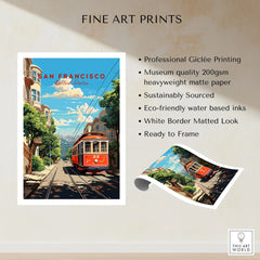 San Francisco Wall Art fine art print specifications: giclee printing on 200gsm museum quality matte paper, ready to frame