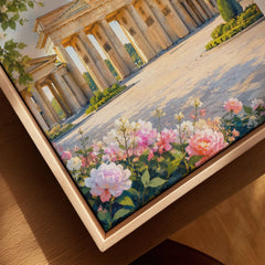 Berlin Brandenburg Gate watercolour art print framed canvas with float frame, close-up