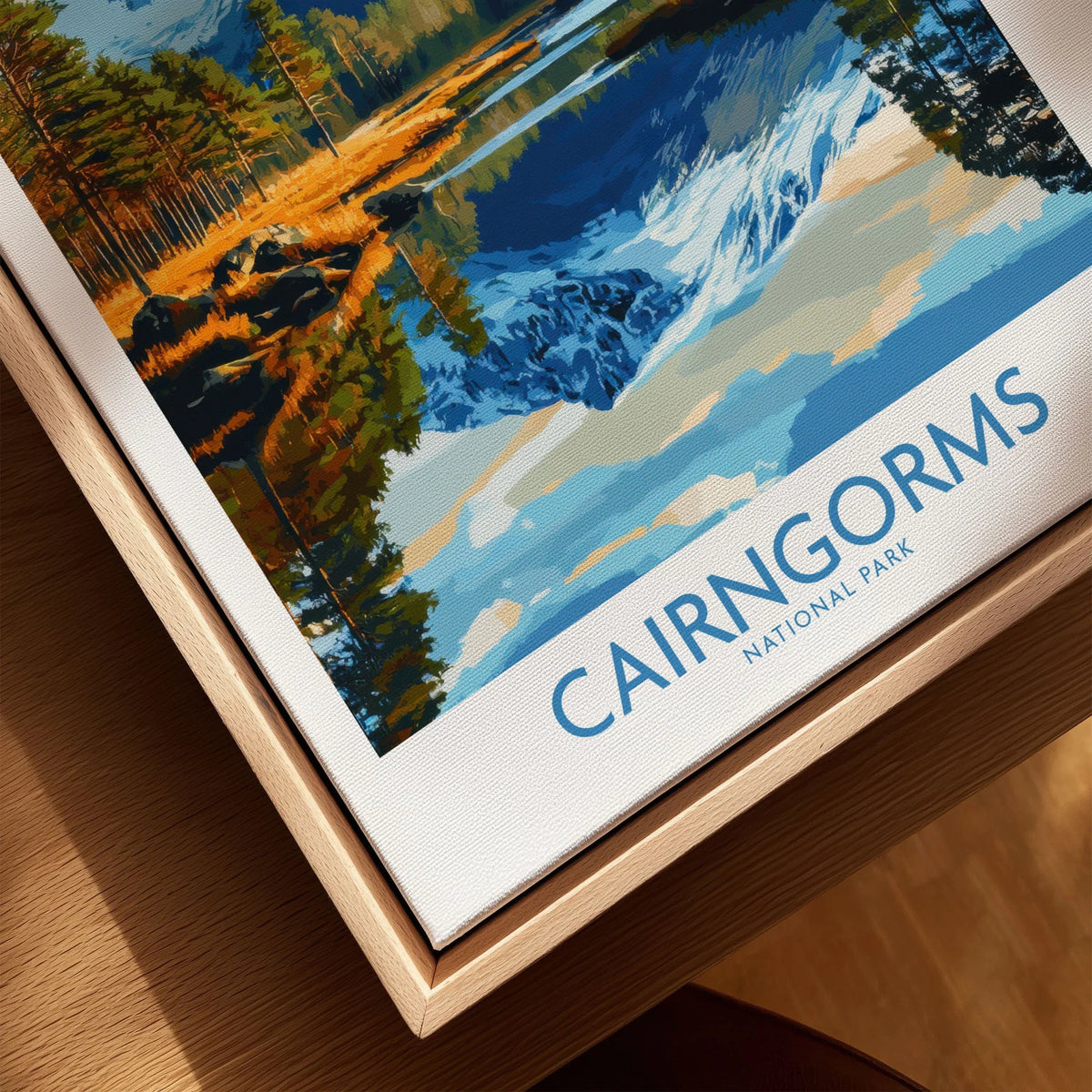 Cairngorms Poster National Park - framed canvas float frame close-up
