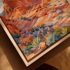 Valley of Fire State Park red sandstone waves watercolour art print framed canvas with float frame, close-up