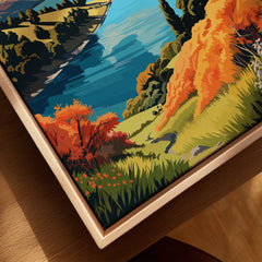 Wanaka Travel Print - framed canvas float frame close-up