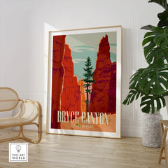 Bryce Canyon National Park framed print in modern room with chair and plant