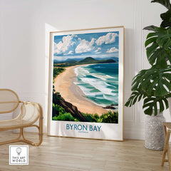Byron Bay Wall Art Print Australia featuring the iconic coastline and lush landscapes of Byron Bay, Australia.
