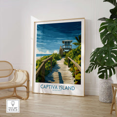 Captiva Island Florida Wall Art – Tropical Art featuring a beach pathway and a coastal scene in vibrant colors.