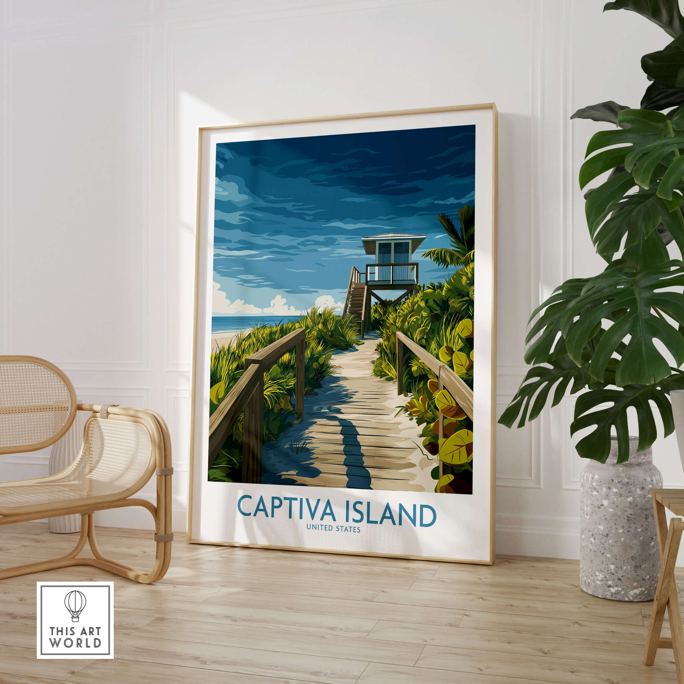 Captiva Island Florida Wall Art – Tropical Art featuring a beach pathway and a coastal scene in vibrant colors.