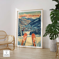 Copper Mountain Travel Poster – Sunset Ski Slopes showcasing ski slopes and mountain landscape.