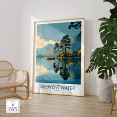 Derwentwater Cumbria Wall Art – Canvas Print showcasing Lake District landscape with vibrant colors and serene reflections.