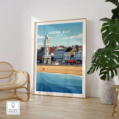 Herne Bay Kent Wall Art Print | British Travel Poster showcasing the charming seaside with classic British culture.