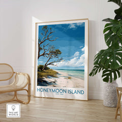 Honeymoon Island Poster | Florida State Park Coastline Canvas Print in a modern interior setting.