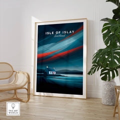 Isle of Islay Scotland Wall Art Print | Dramatic Sky Travel Poster in a modern living space.