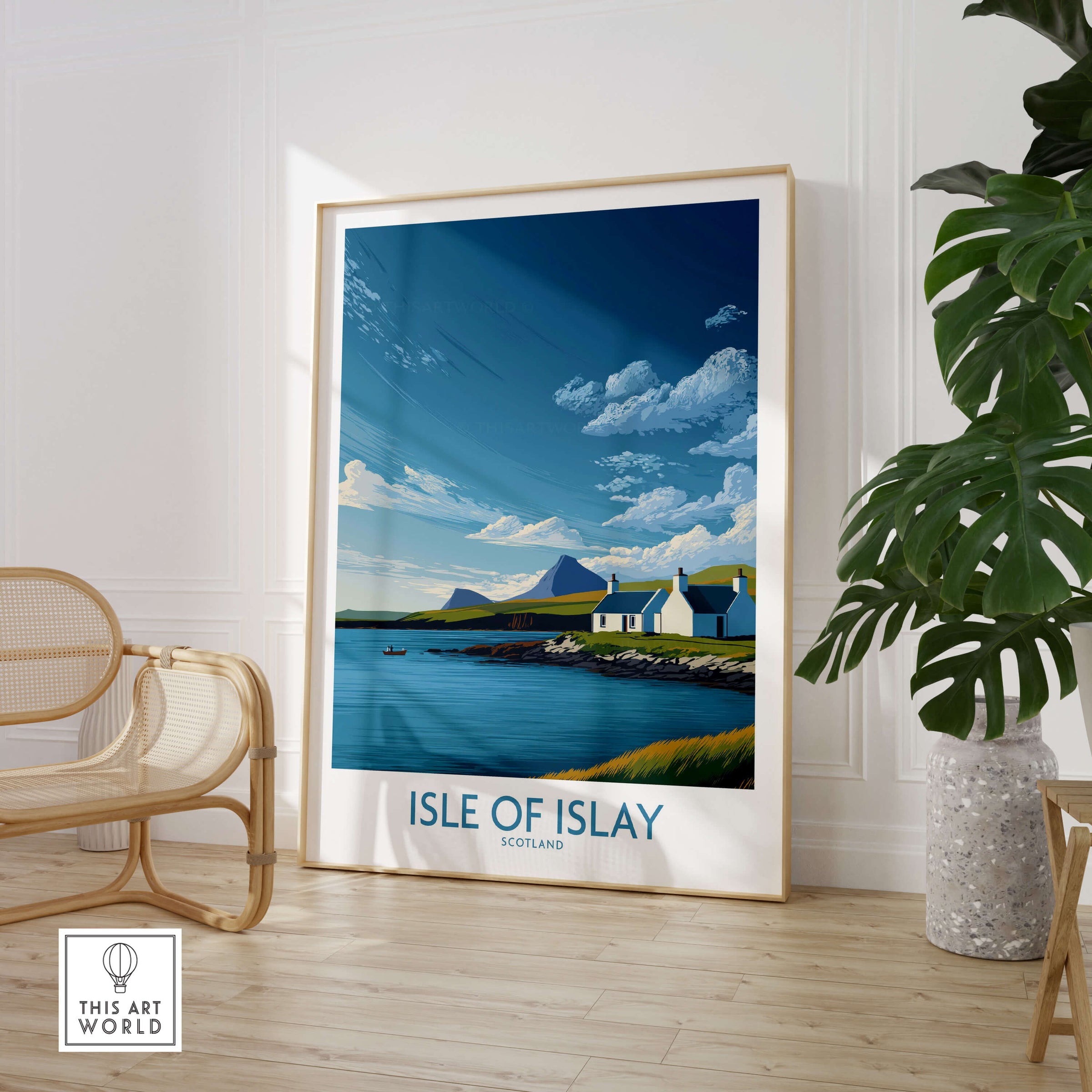 Isle of Islay Scotland Canvas Print | Scottish Hebrides Poster featuring a vibrant landscape and coastal view.