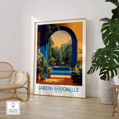 Jardim Majorelle Marrakesh Canvas Print | Exotic Plant & Architecture Posters in a stylish interior setting.