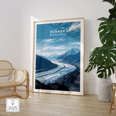 Kluane Wall Art Print National Park Canada | Yukon Glacier Landscape Travel Poster showcasing a breathtaking glacier view.
