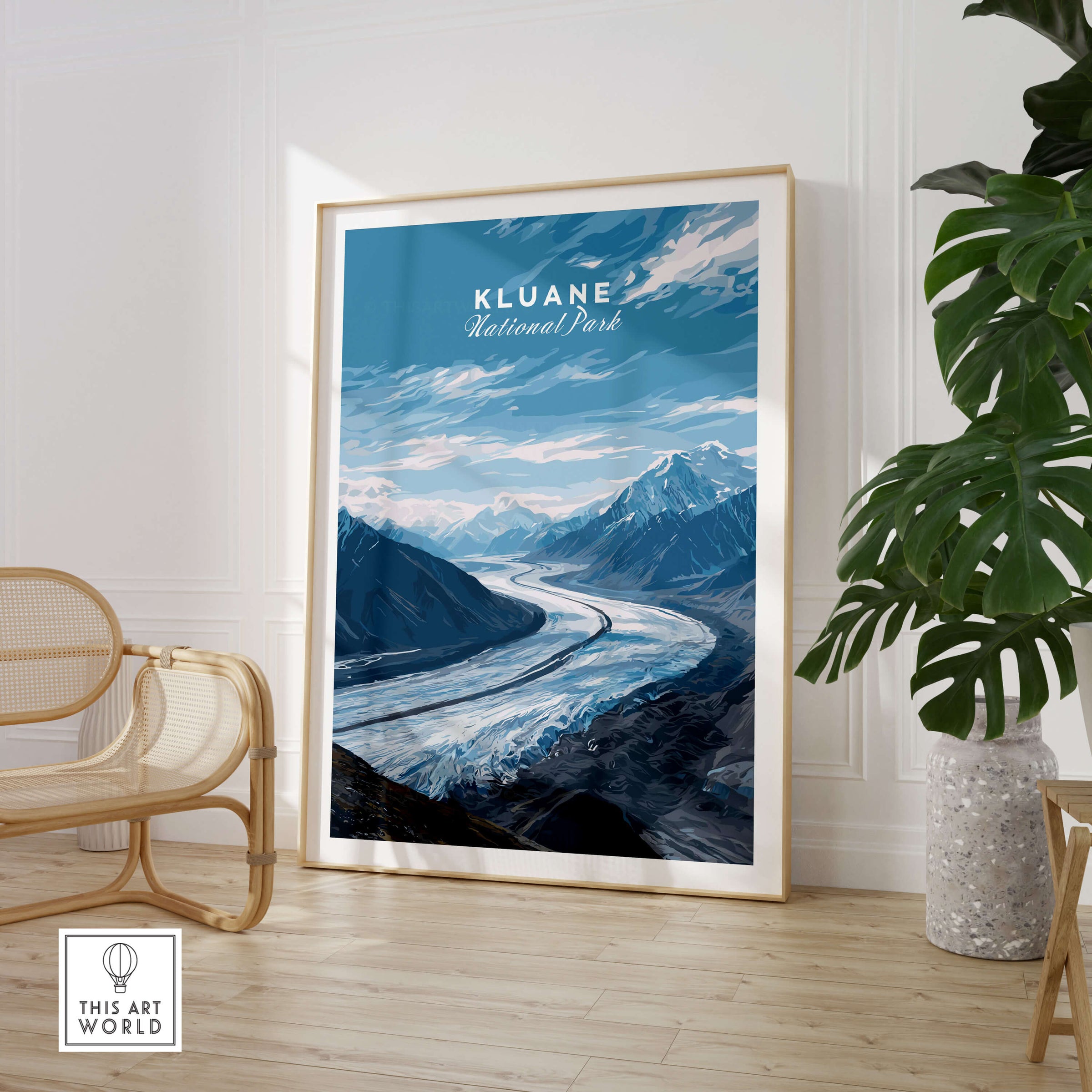 Kluane Wall Art Print National Park Canada | Yukon Glacier Landscape Travel Poster showcasing a breathtaking glacier view.
