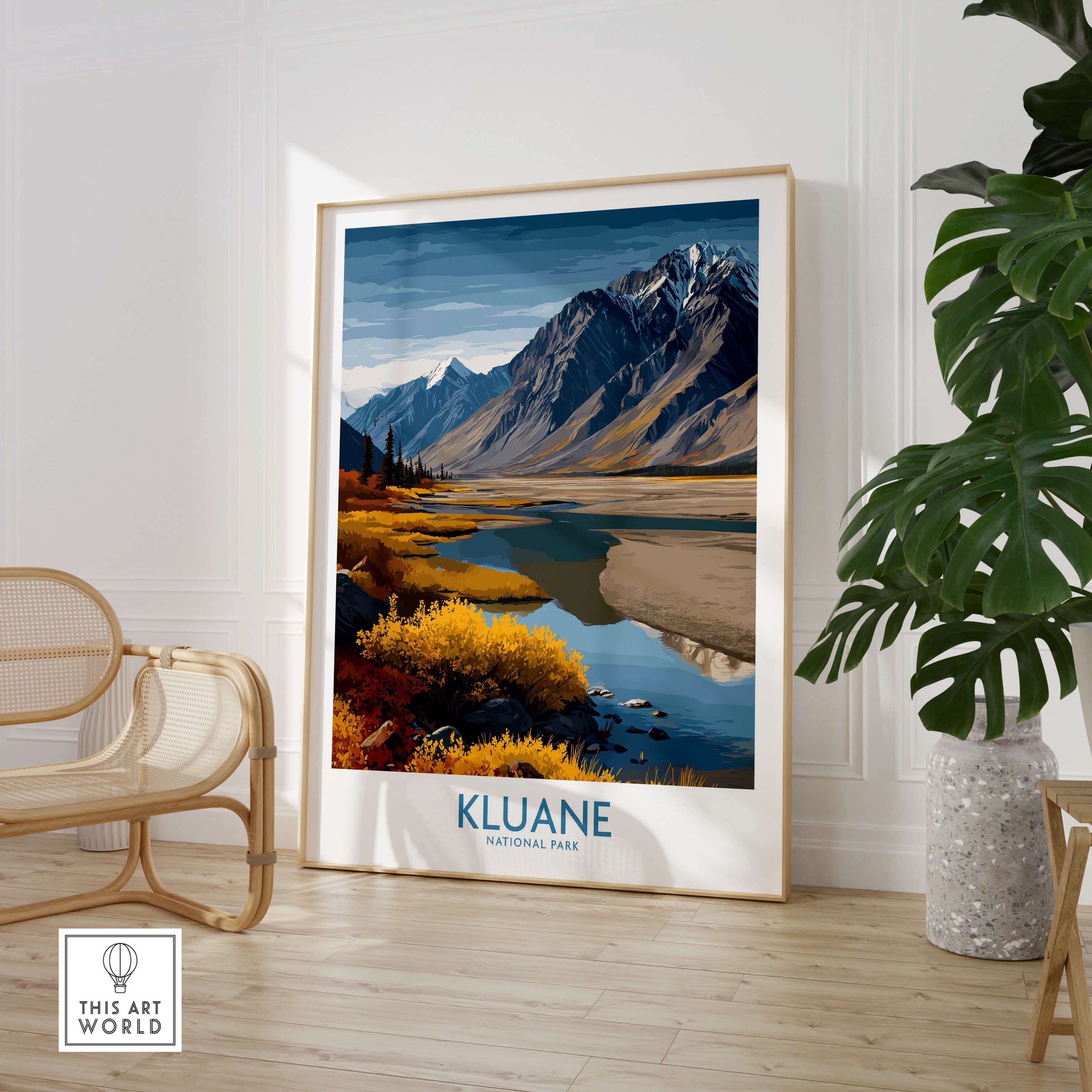 Kluane National Park Canada Canvas Print | Mountain Poster displayed in a stylish interior setting with modern decor.