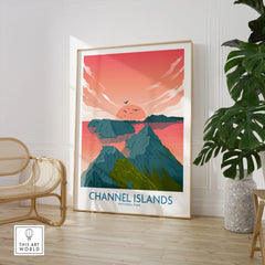 Channel Islands National Park travel poster in a modern room with chair and plant