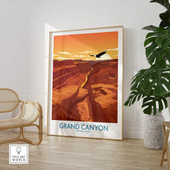 Grand Canyon National Park travel poster in stylish room with chair and plant