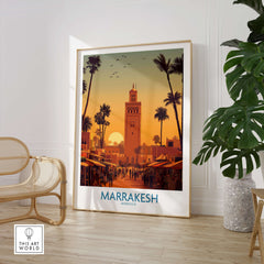 Marrakesh Morocco Posters | Historic Medina Sunset Canvas Print showcasing a vibrant sunset over the historic medina.