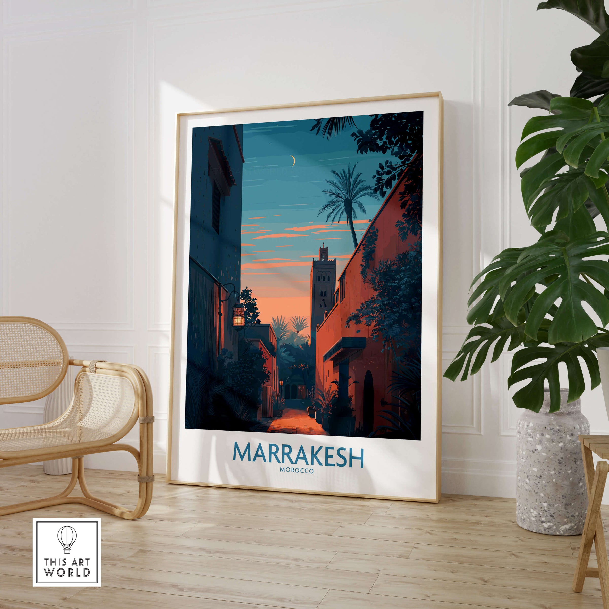 Marrakesh Morocco Canvas Print | Cityscape Poster featuring an enchanting twilight view of the city.