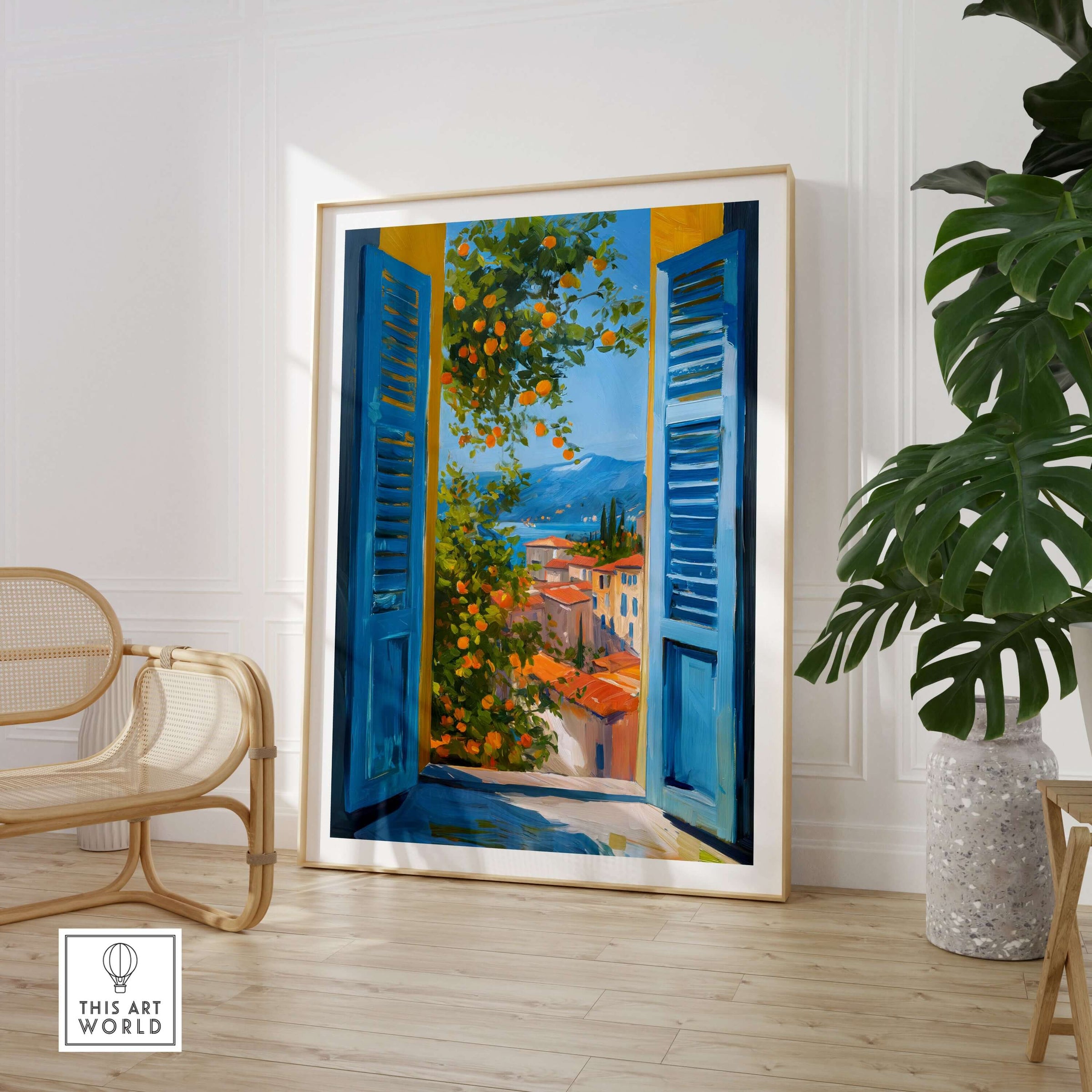 Matisse Open Window Art Print | French Riviera Sea View Poster showcasing vibrant colors and a serene coastal view.