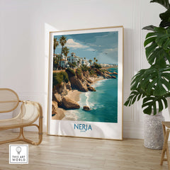 Nerja Spain Poster | Spanish Village Canvas Print featuring coastal views and traditional architecture
