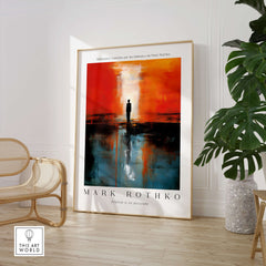 Rothko Style Minimalist Landscape Abstraction Print | Modern Wall Decor featured in a modern living space with chair and plant