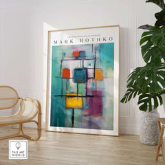 Rothko Style Floating Blocks Painting Print | Modern Abstract Canvas Wall Decor in a contemporary setting.