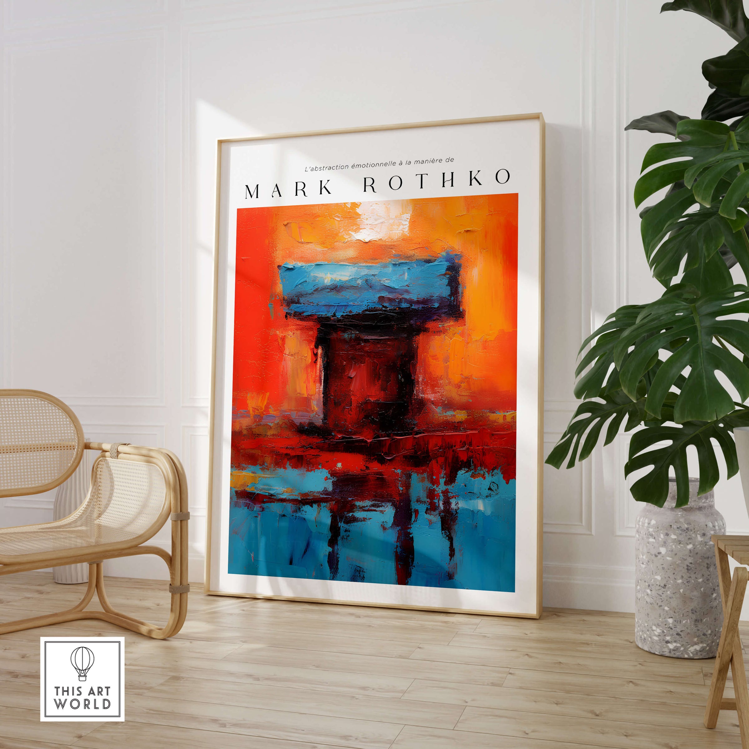 Rothko Style Bold Color Contrast Painting Print | Modern Wall Decor showcased in a stylish interior setting.